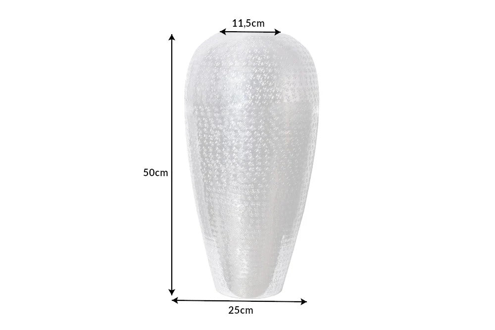 Vase Organic Orient 50cm Hammered Metal Silver