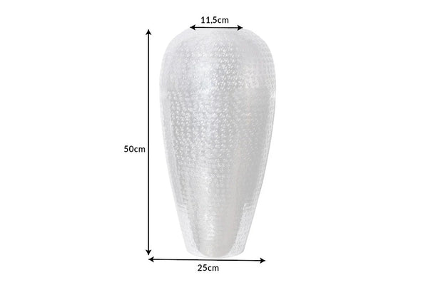 Vase Organic Orient 50cm Hammered Metal Silver