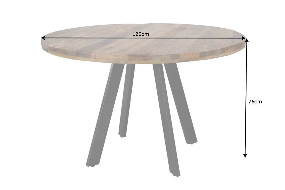 Round Dining Table Blacksmith 120cm Mango Wood Natural