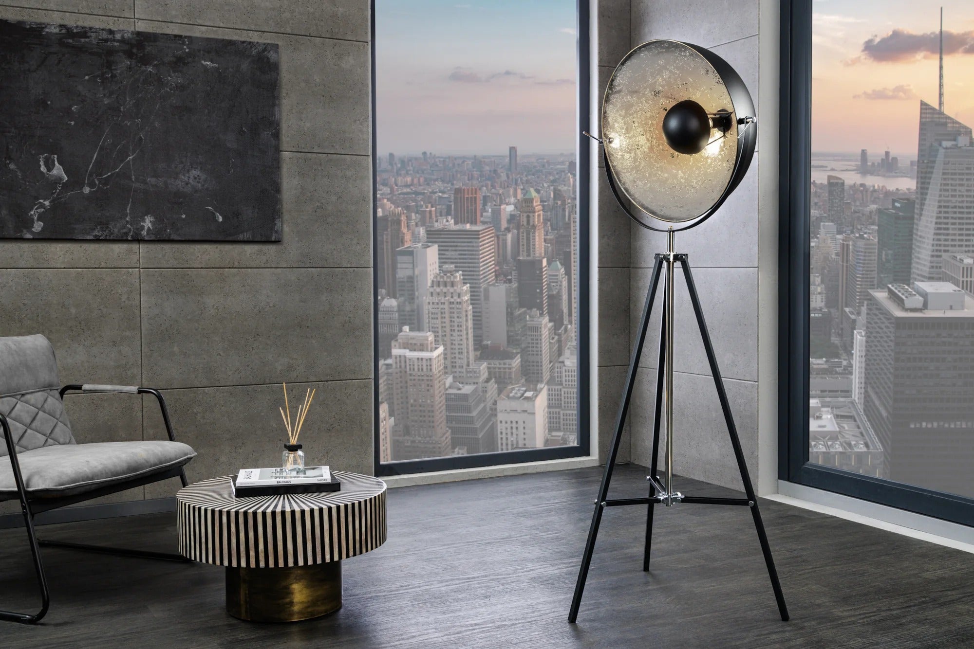 Floor Lamp Big Studio 168cm Metal Black Silver
