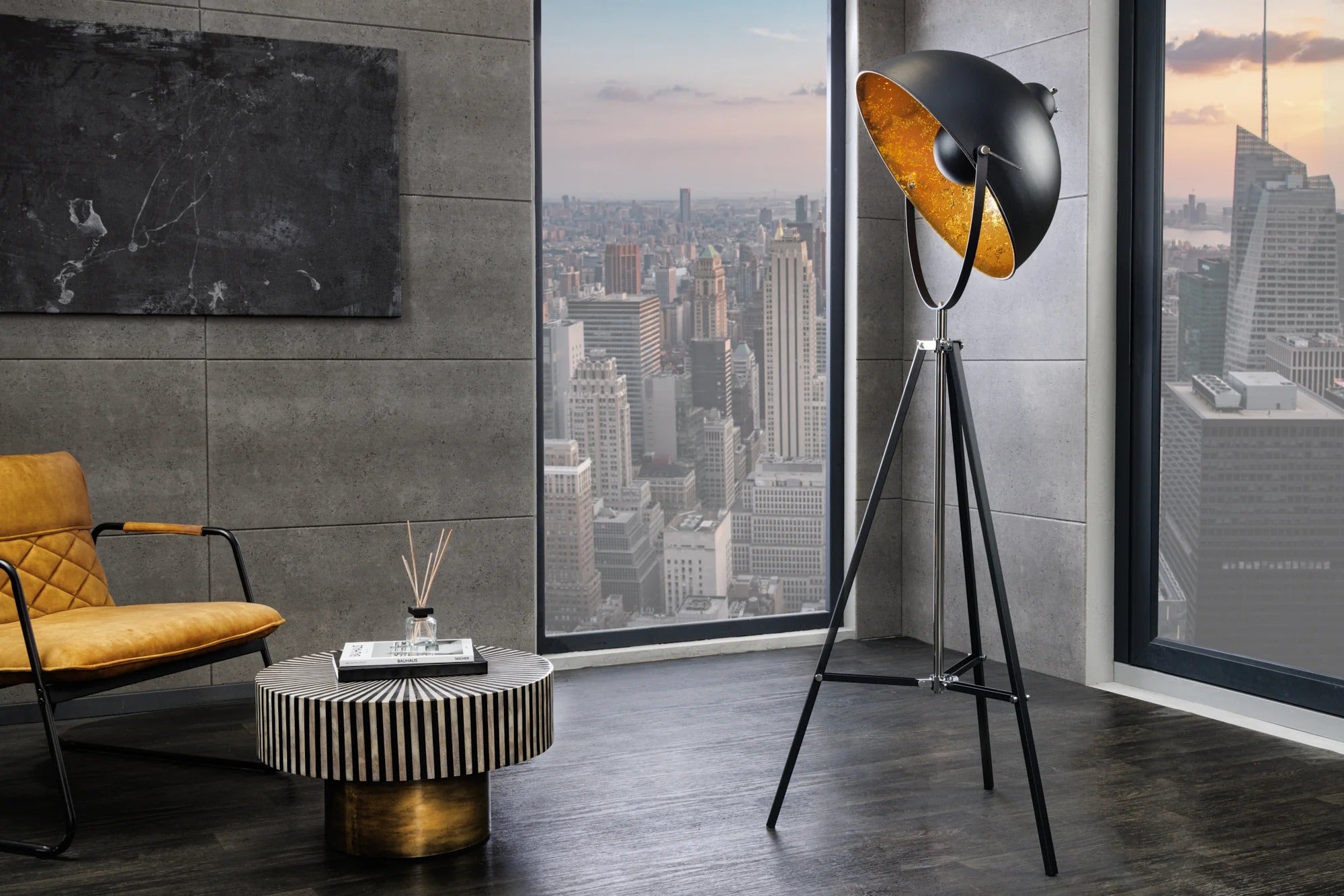 Floor Lamp Big Studio 168cm Metal Black Gold