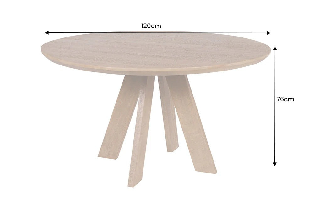 Round Dining Table Art Wood 120cm Mango Wood Brown