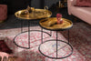 Set Of 2 Round Side Tables Elements Orient 39cm/45cm Metal Gold