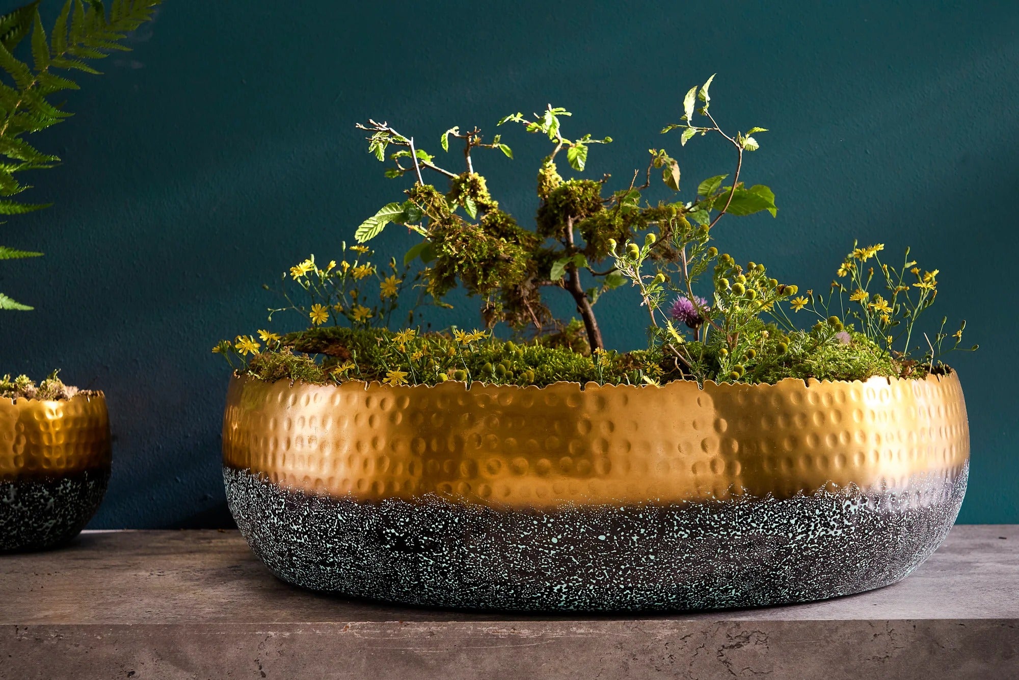 Flower Pot Orient 52cm Metal Gold
