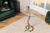 Round Side Table Wildlife Snake 62cm Glass Metal Copper