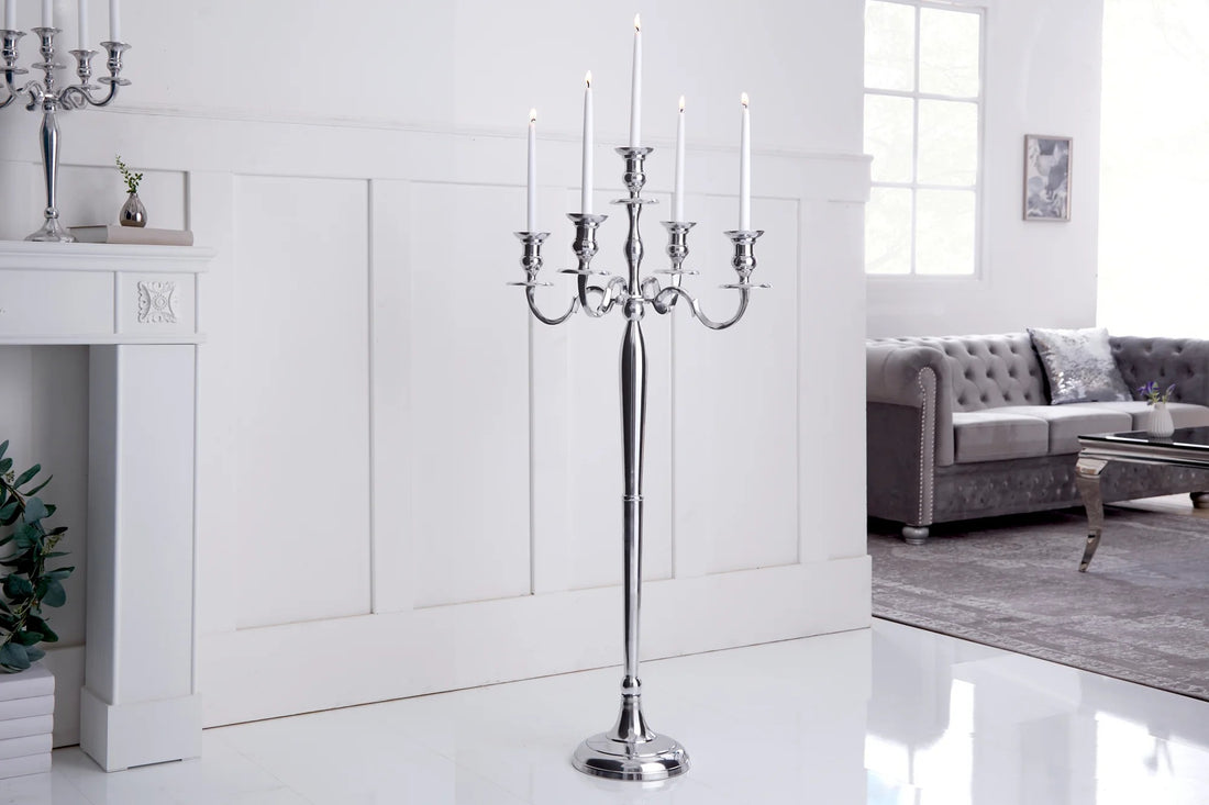 Five-Arm Candlestick Baroque 120cm Metal Silver