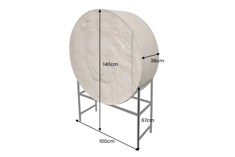 Cabinet Lion 140cm Mango Wood White