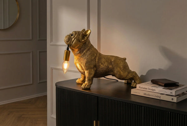 Table Lamp Bulldog 35cm Polyresin Gold