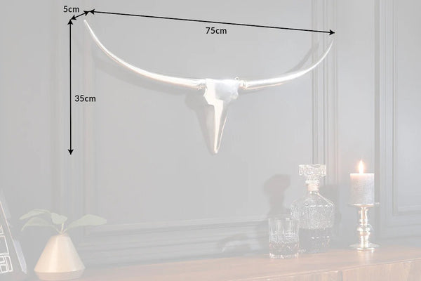 Decorative Bull Horns Texas 75cm Metal Chrome