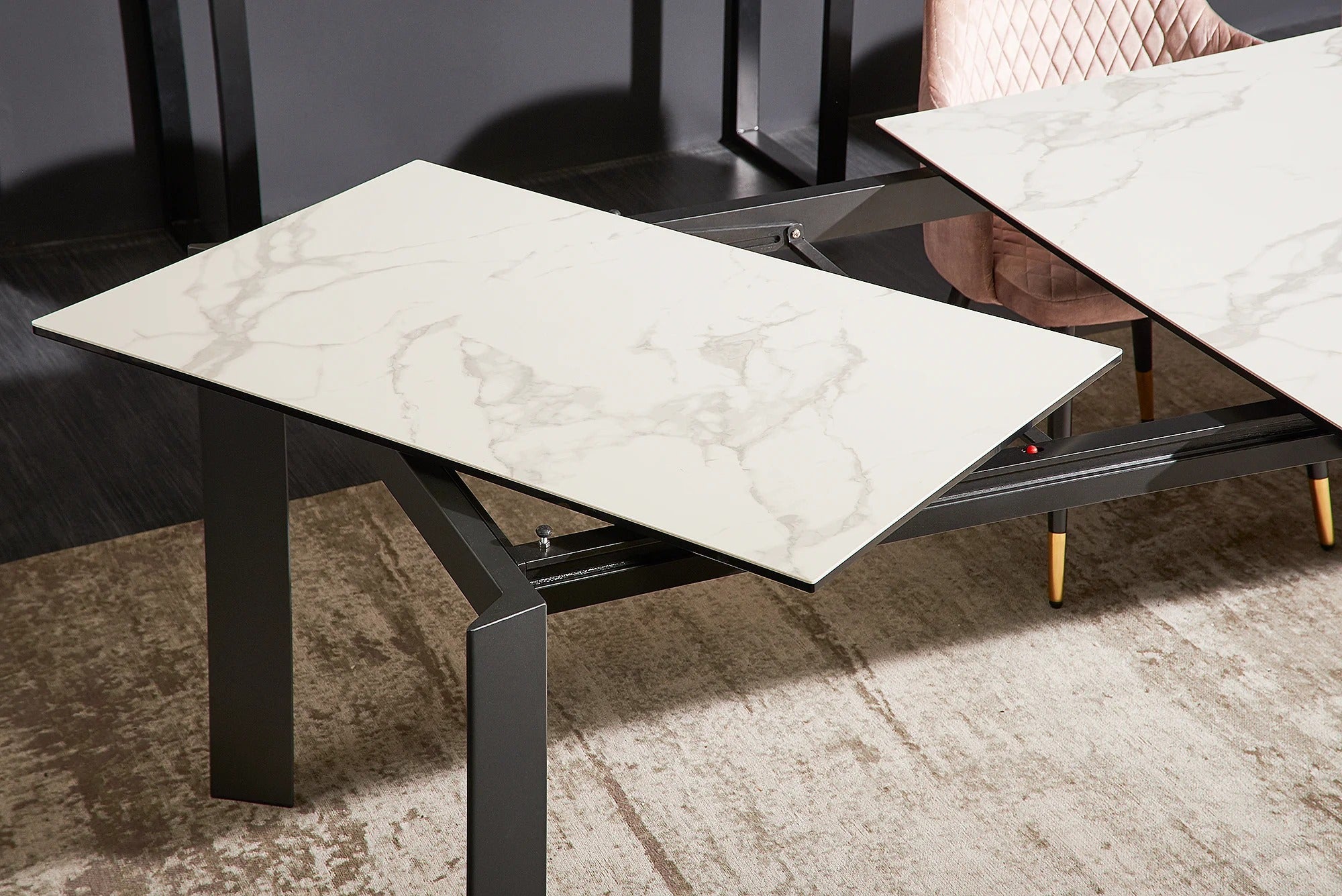 Dining Table Explorer 180-240cm Ceramic White Marble Look