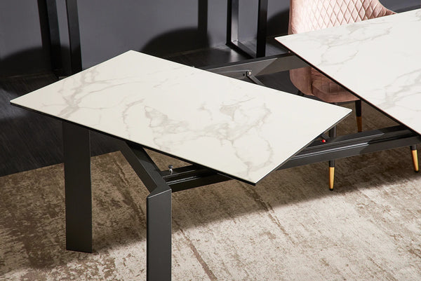 Dining Table Explorer 180-240cm Ceramic White Marble Look