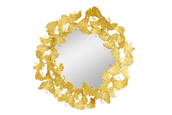 Mirror Ginkgo Leaves 68cm Metal Gold