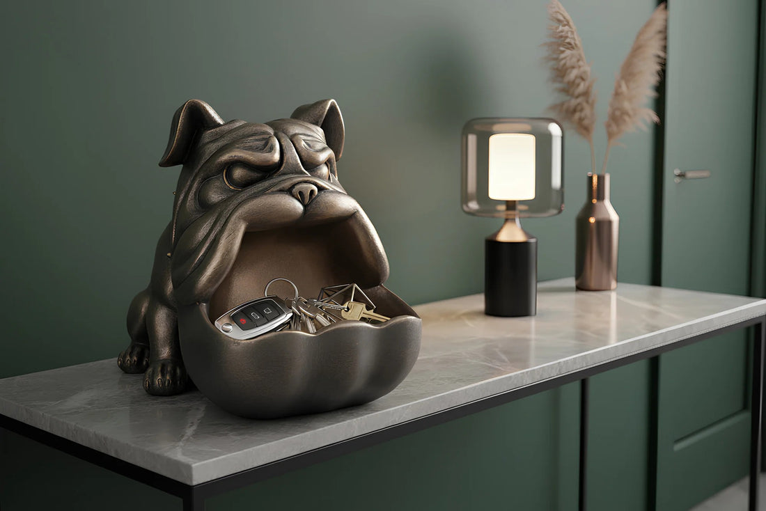 Decoration Sculpture Bulldog 29cm Polyresin Bronze