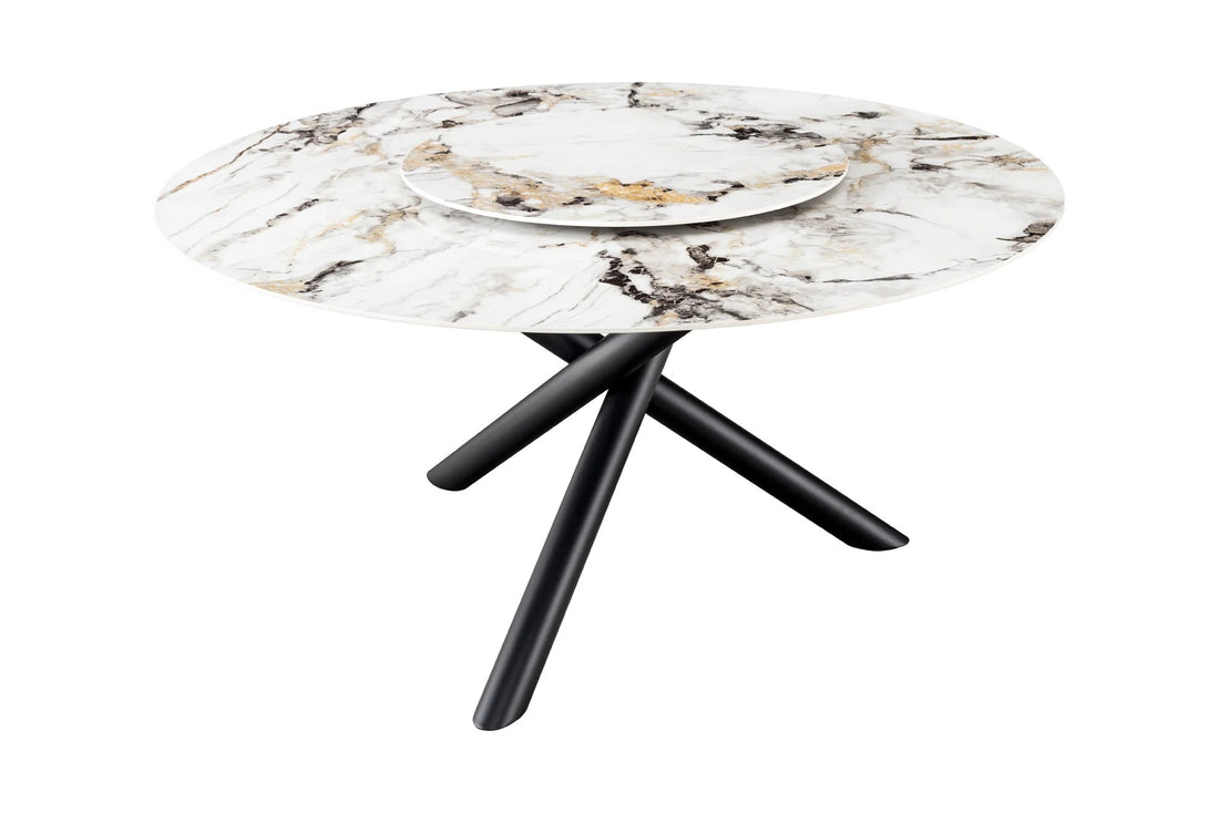 Round Dining Table Orbit 150cm Ceramic Marble Look White Multicolored