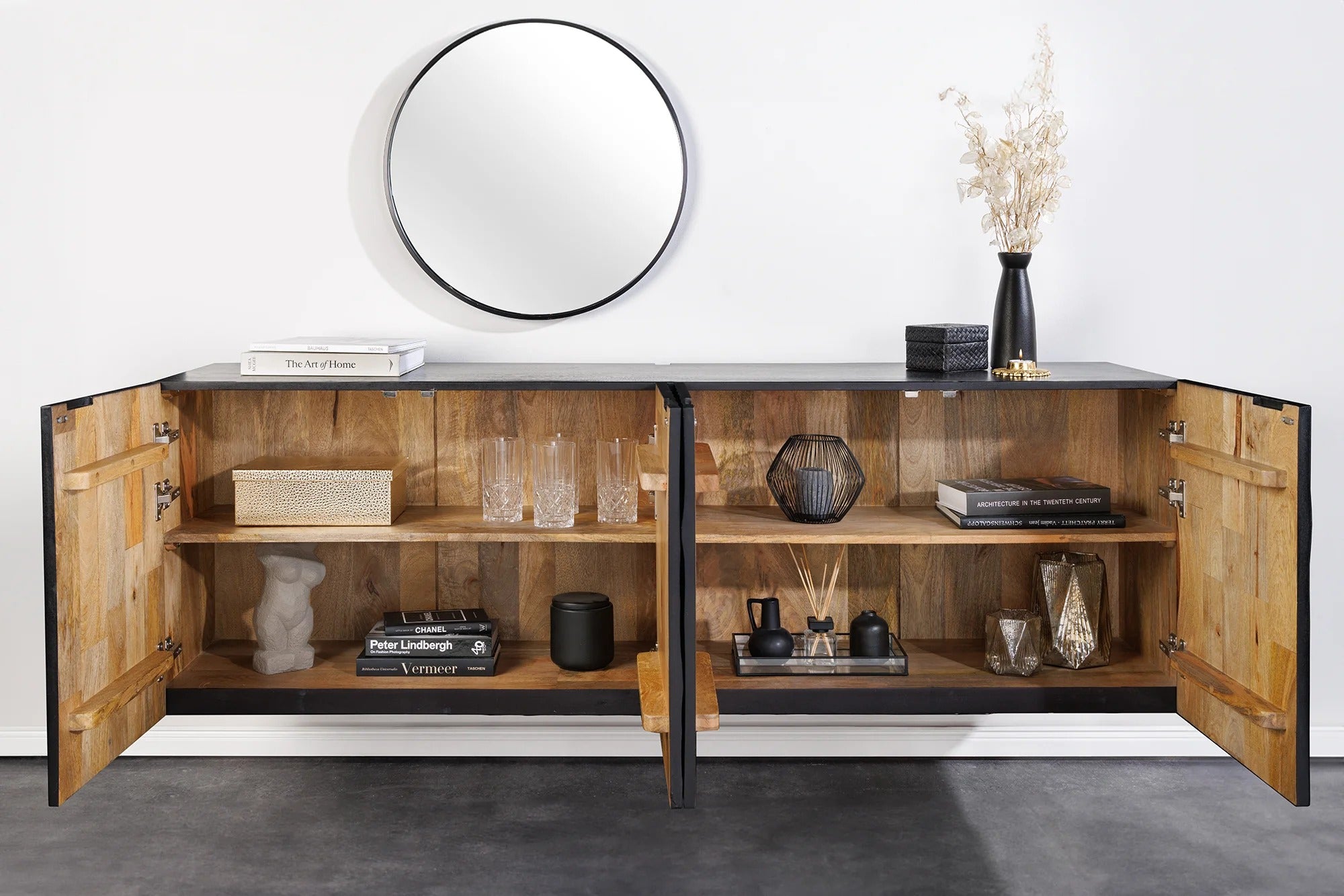 Floating Sideboard Fossil 177cm Mango Wood Black