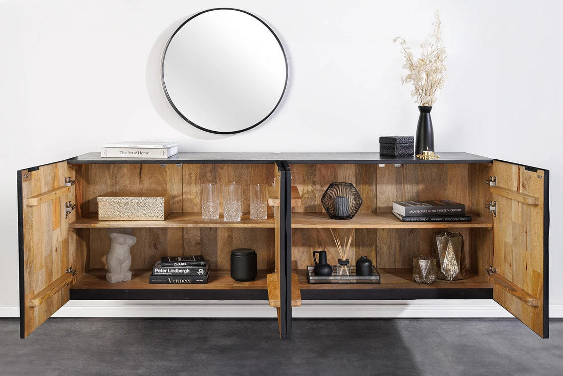 Floating Sideboard Fossil 177cm Mango Wood Black