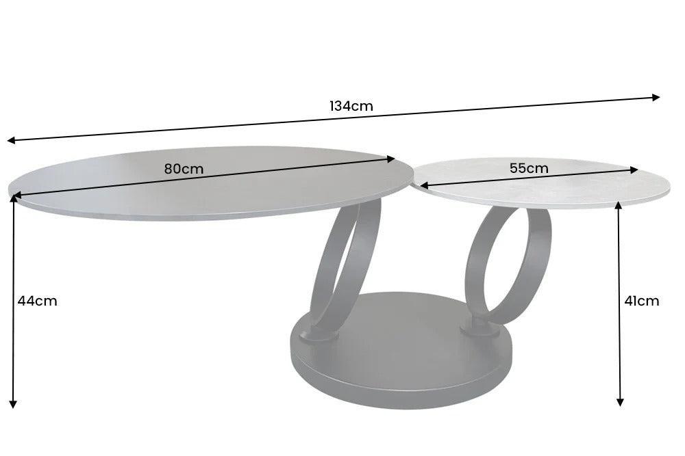 Rotating Coffee Table Axis 80-134cm Ceramic Stone Look