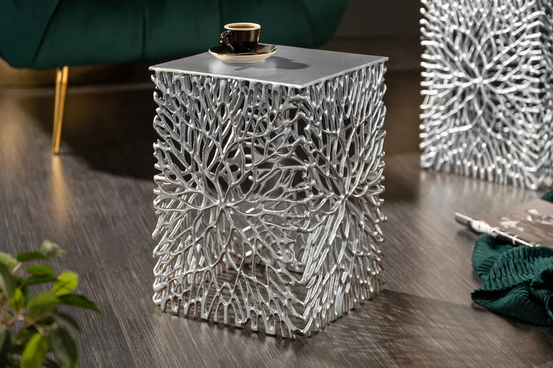 Set Of Two Side Tables Ambrosia 40cm/45cm Metal Silver