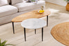 Set Of Two Coffee Tables Adlon 50cm/110cm Acacia Wood Natural Marble White
