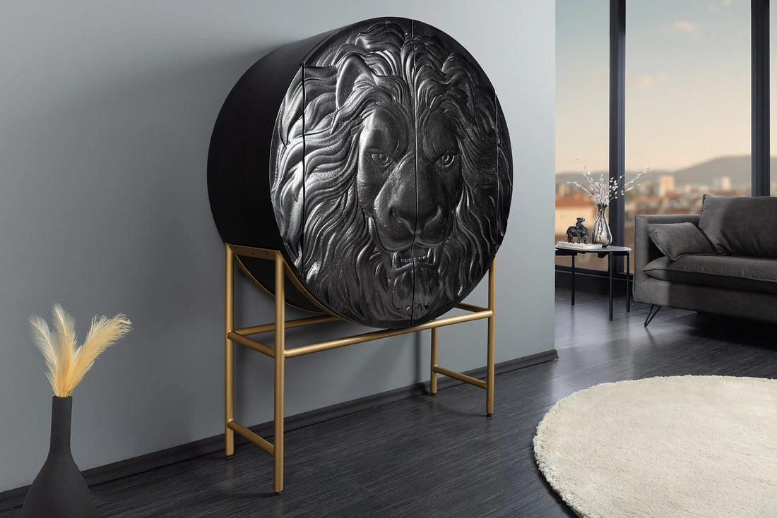 Cabinet Lion 140cm Mango Wood Black