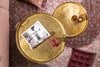 Set Of 2 Round Side Tables Elements Orient 39cm/45cm Metal Gold