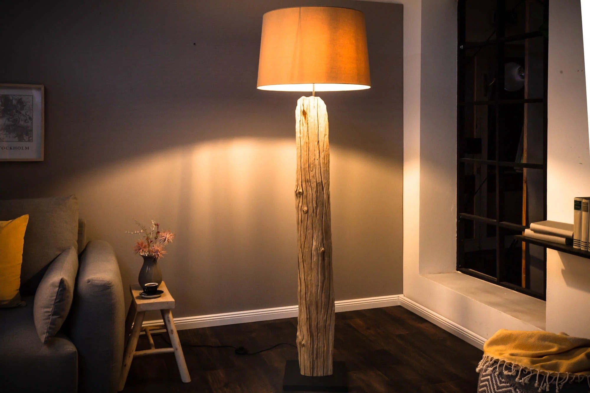 Floor Lamp Rousilique 177cm Beige Driftwood