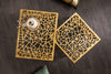 Set Of 2 Nesting Coffee Tables Abstract 39cm/50cm Metal Gold