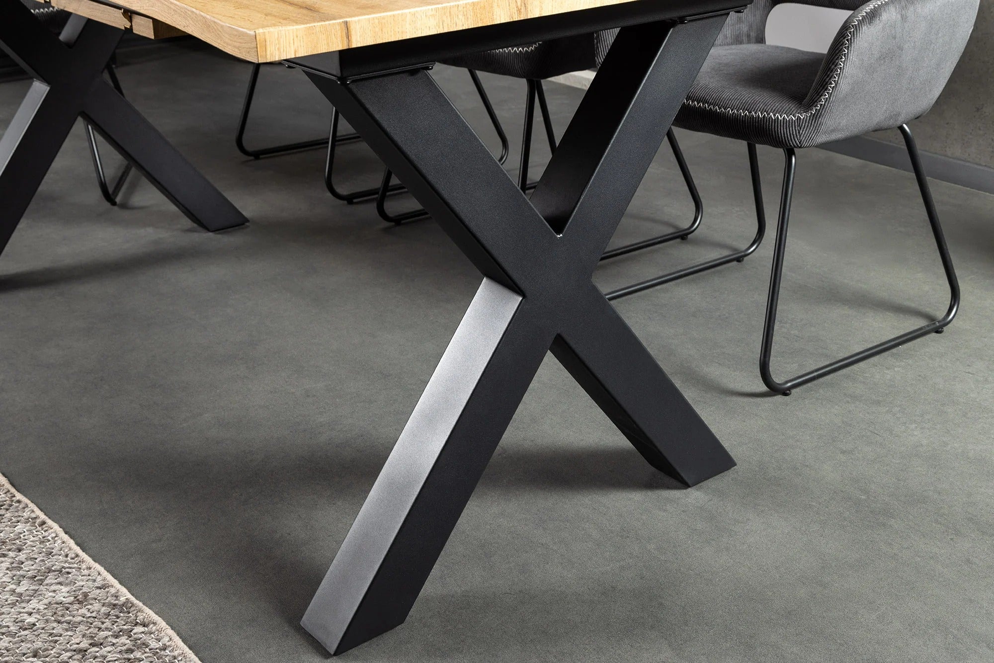 Dining Table Ranger 180-220cm Wild Oak Look Natural X-Frame