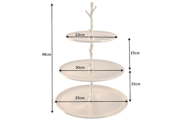 Three Tier Cake Stand Abstract 48cm Metal Gold
