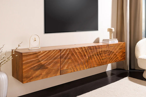 Floating TV Stand Fossil 200cm Mango Wood Brown