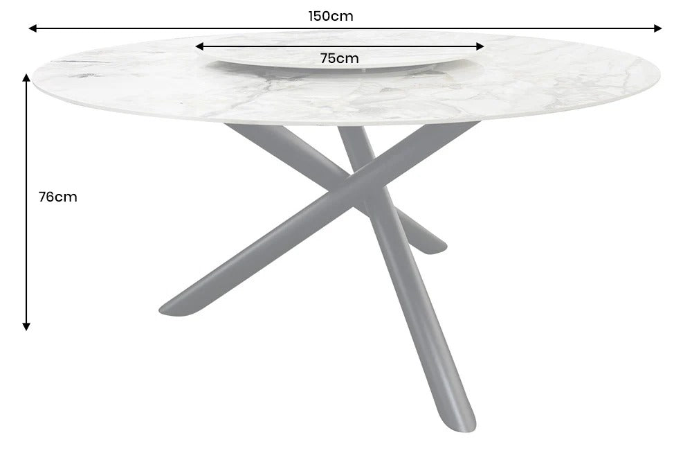Round Dining Table Orbit 150cm Ceramic Marble Look White Multicolored