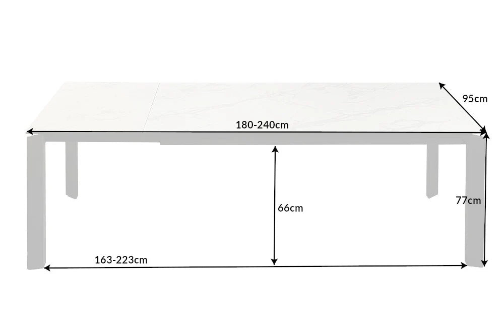 Dining Table Explorer 180-240cm Ceramic White Marble Look