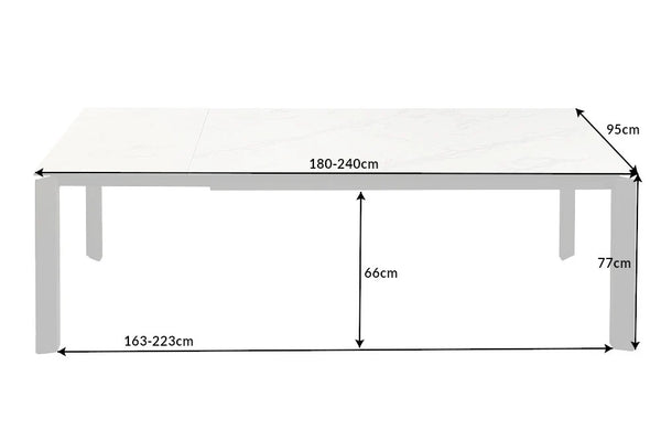Dining Table Explorer 180-240cm Ceramic White Marble Look