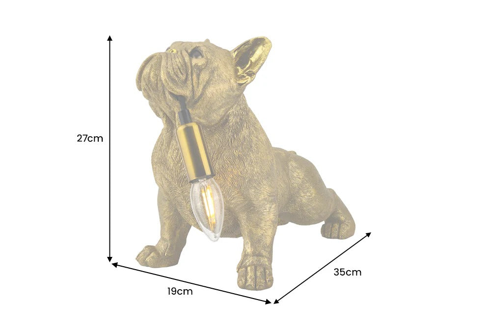 Table Lamp Bulldog 35cm Polyresin Gold