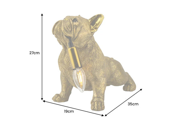 Table Lamp Bulldog 35cm Polyresin Gold