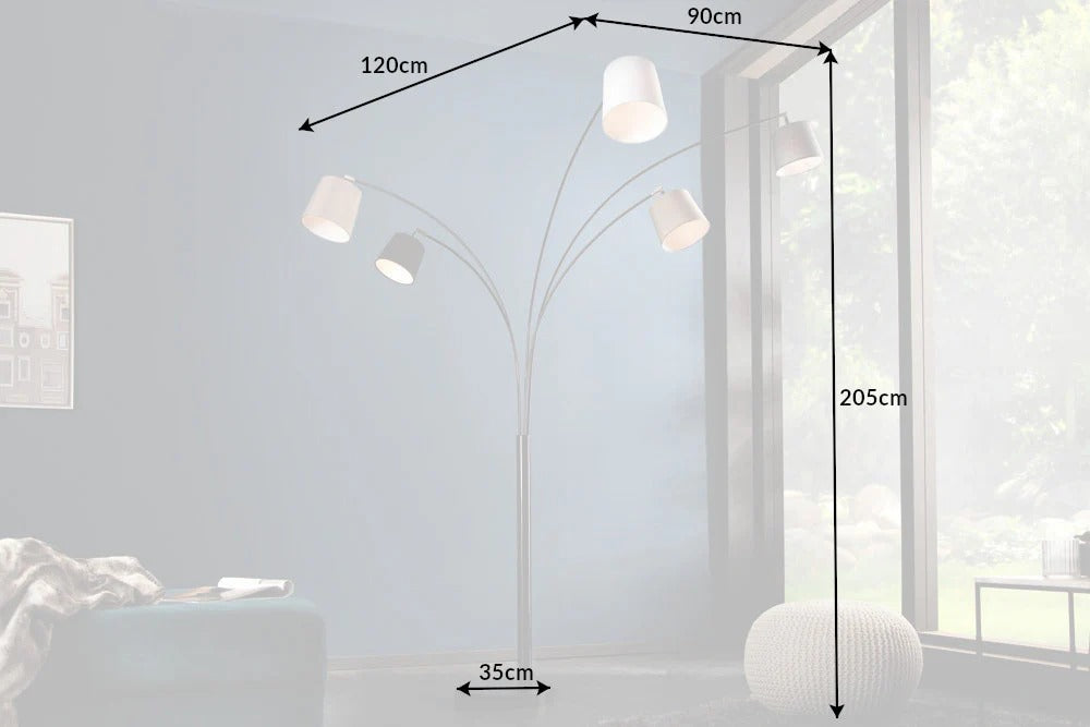 Floor Lamp Levels 205cm Metal Black Grey