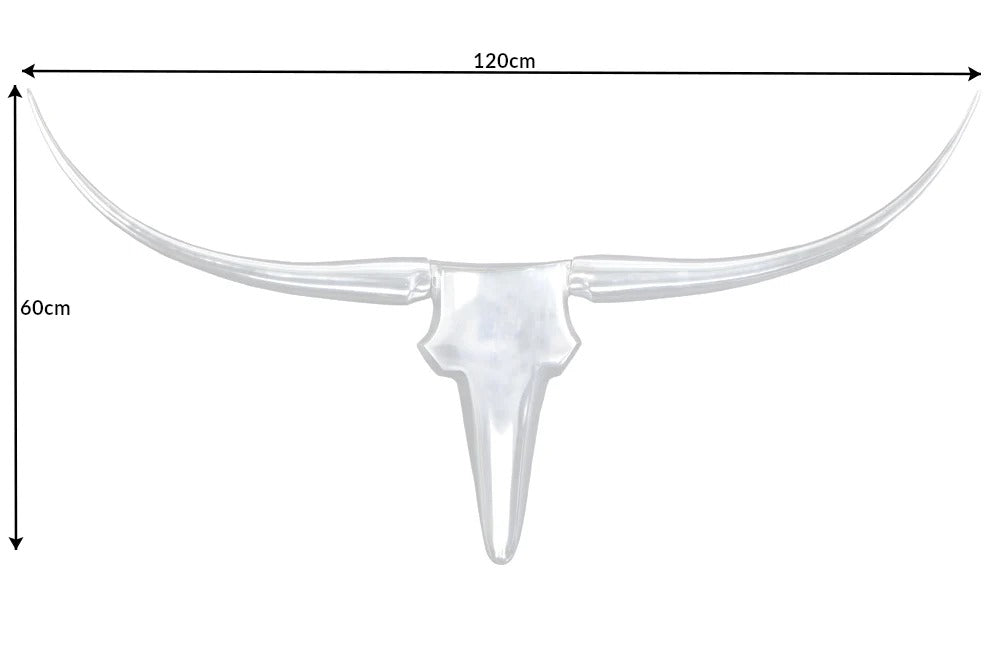Decorative Bull Horns Texas 120cm Metal Chrome