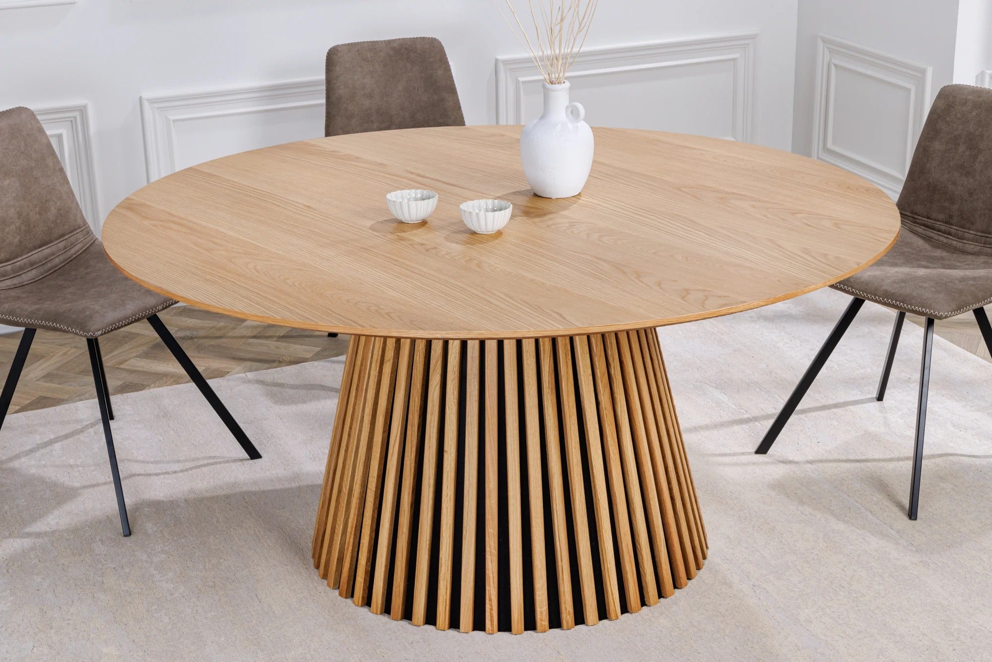 Round Dining Table Yoko 120cm Oak Wood Natural