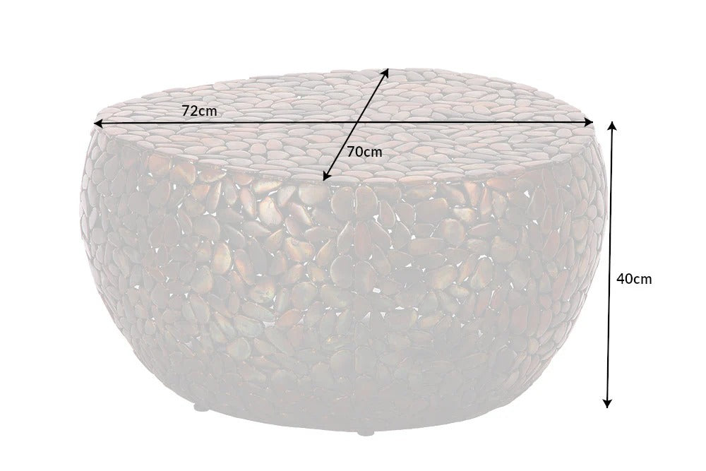 Round Coffee Table Stone Mosaic 72cm Copper