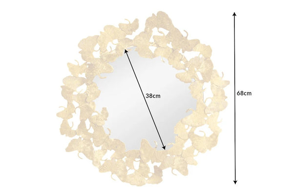 Mirror Ginkgo Leaves 68cm Metal Gold