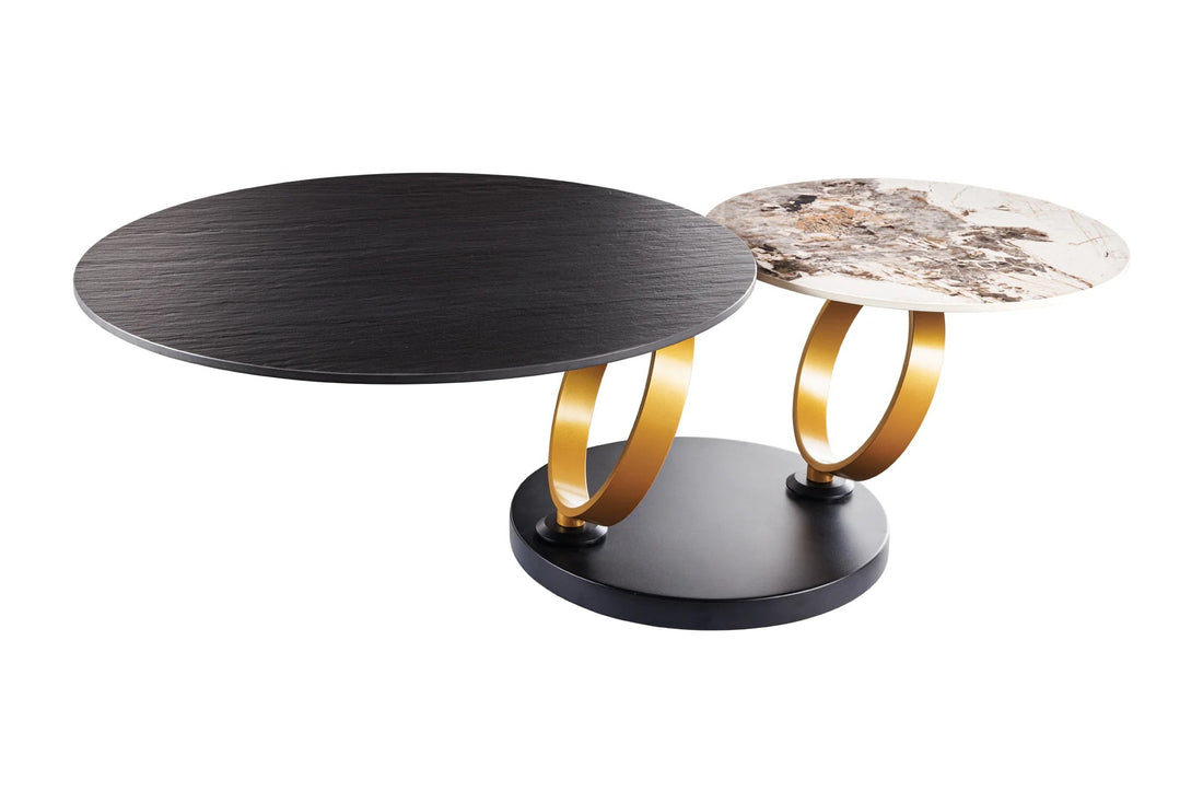 Rotating Coffee Table Axis 80-134cm Ceramic Stone Look