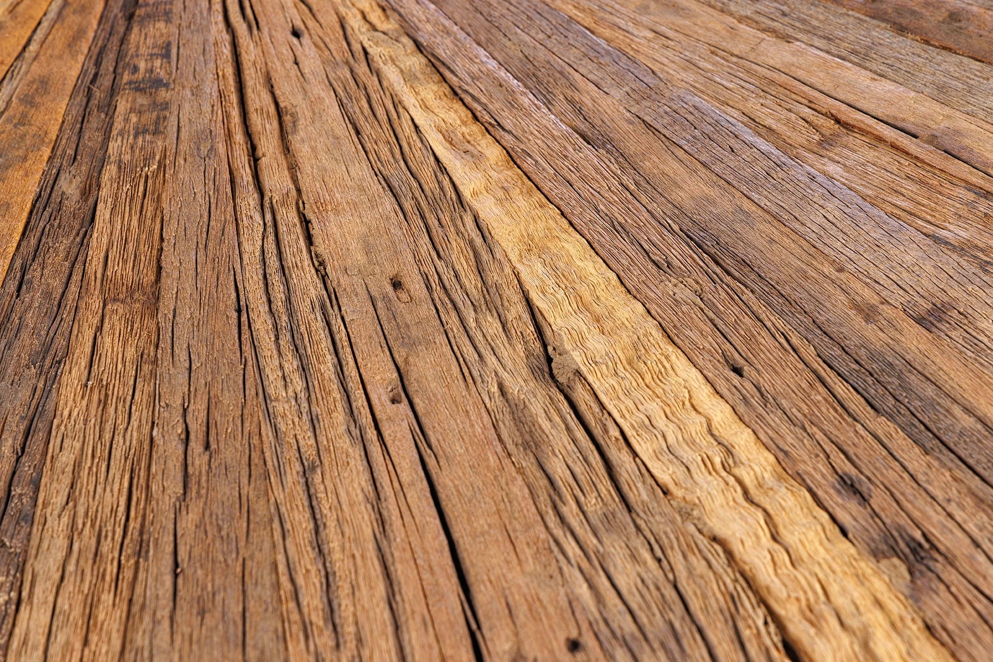 Round Dining Table Barracuda 120cm Recycled Teak Wood Brown