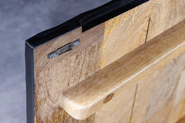 Floating TV Stand Fossil 200cm Mango Wood Black