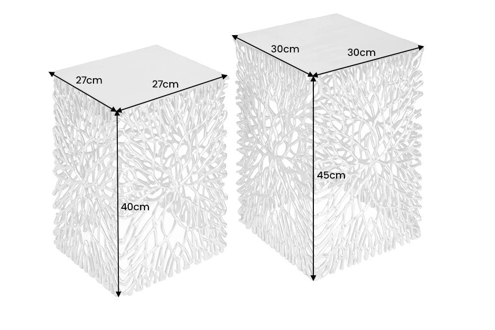 Set Of 2 Side Tables Ambrosia 40cm/45cm Metal Silver