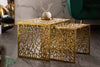 Set Of 2 Nesting Coffee Tables Abstract 39cm/50cm Metal Gold