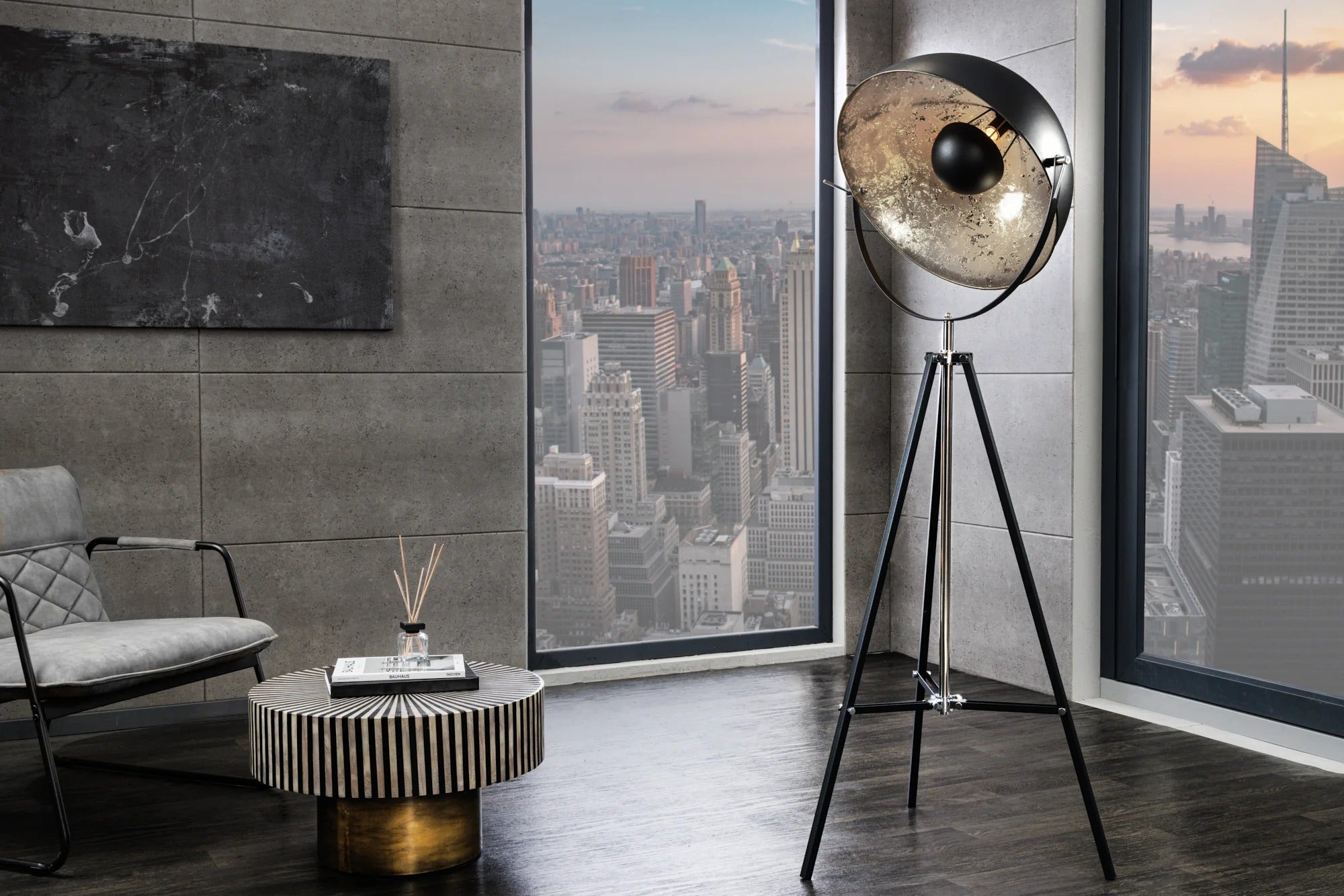 Floor Lamp Big Studio 168cm Metal Black Silver