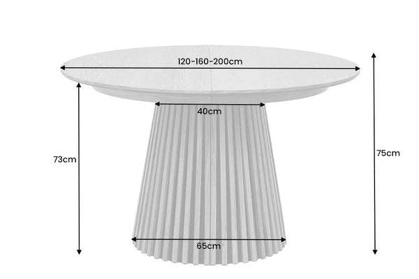 Round Extendable Dining Table Yoko 120-160-200cm Oak Wood Brown