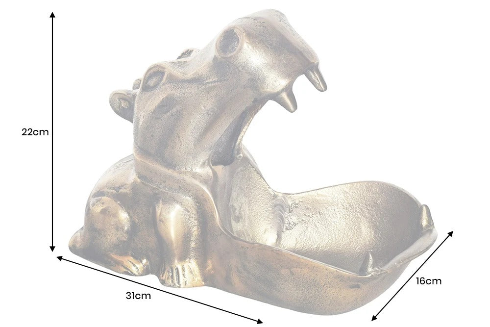 Decoration Bowl Hippo 31cm Metal Brass