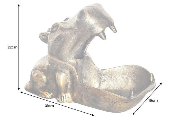 Decoration Bowl Hippo 31cm Metal Brass