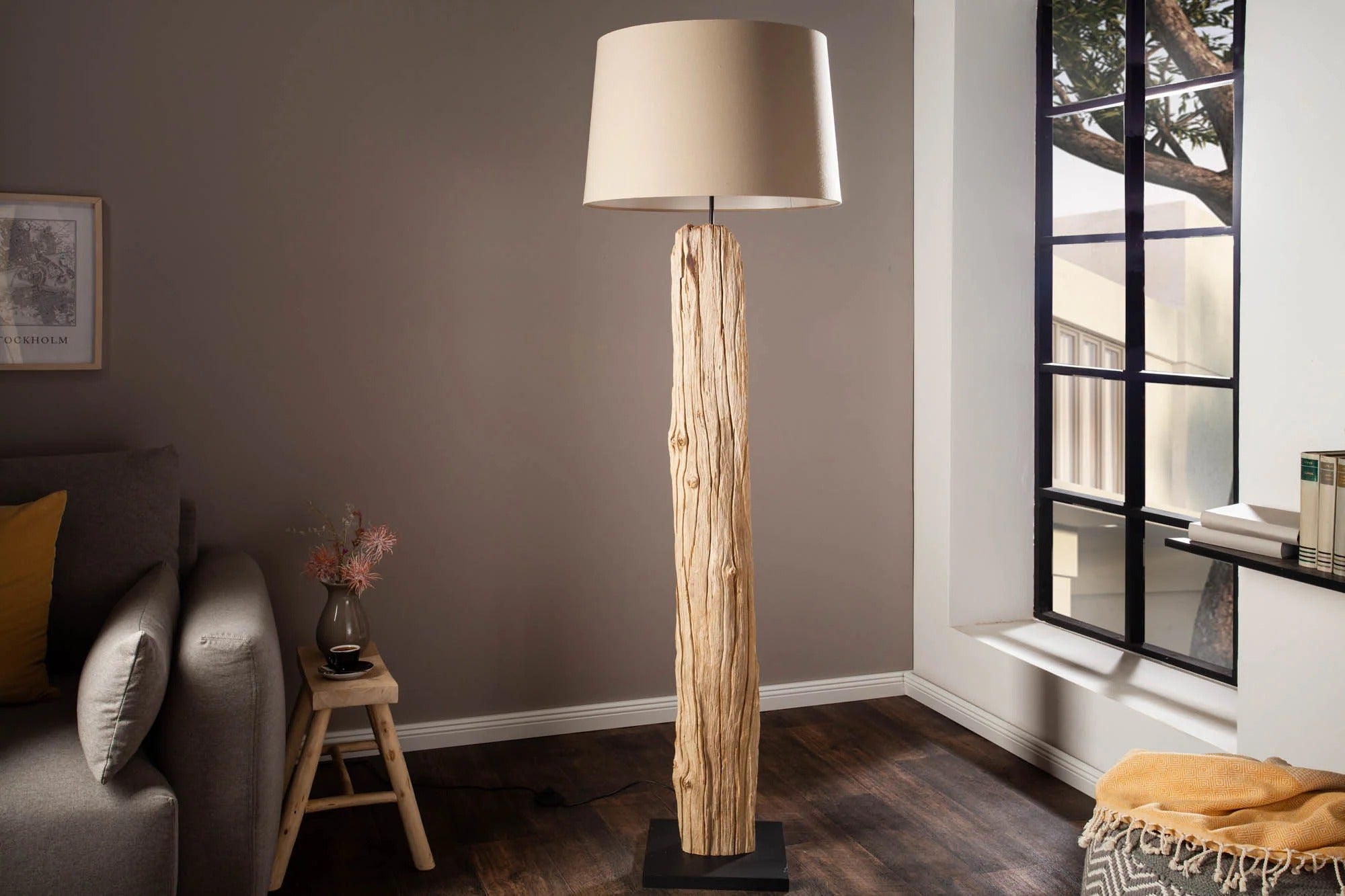 Floor Lamp Rousilique 177cm Beige Driftwood